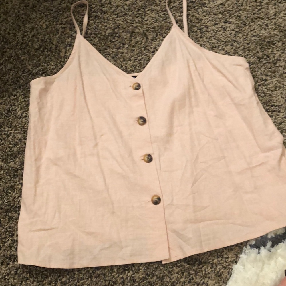 Topshop blush button down tank